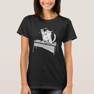 Camiseta Gato Tocando Instrumento Musical de Percussão Xilo