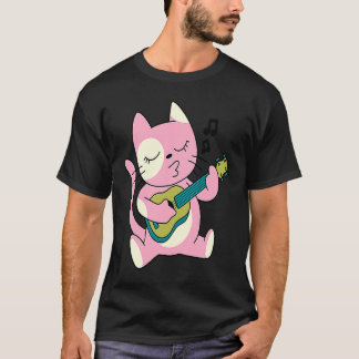 Camiseta gato tocando música de guitarra