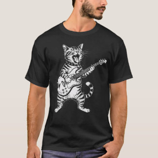 Camiseta Gato Tocando Música Engraçada no Violão