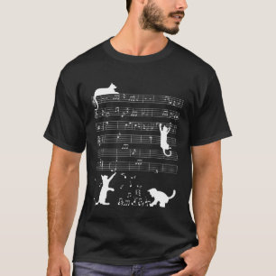 Camiseta Gato Tocando Nota Musical Clave Músico Música Mul