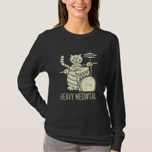 Camiseta Gato Tocando Tambor Engraçado Pesado Tambor De Gat