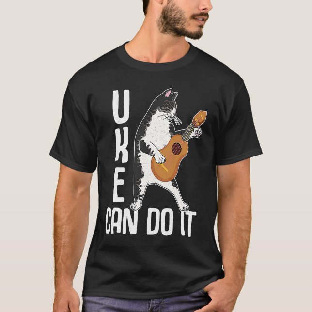 Camiseta Gato Tocando Ukelele Uke Pode Fazer Isso Música To (Frente)