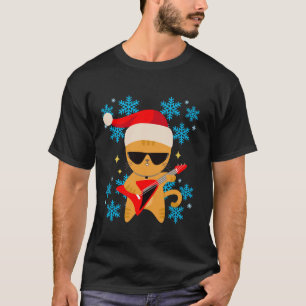Camiseta Gato Tocando Violão Com Óculos De Sol Santa Hat Ch