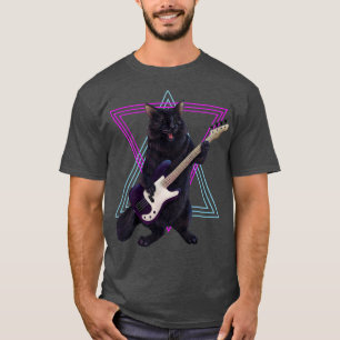 Camiseta Gato tocando violão de baixo 