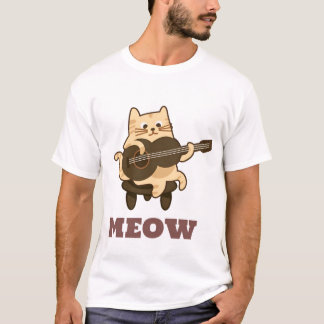 Camiseta Gato tocando violão - Engraçado design de música c