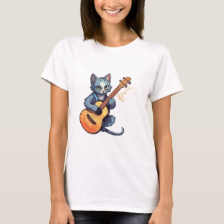 Camiseta Gato tocando violão, gato e música