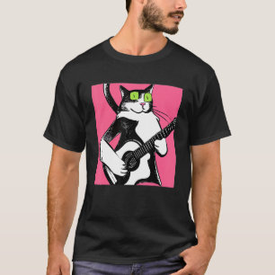 Camiseta Gato tocando violão guitarrista