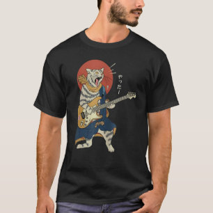 Camiseta Gato Tocando Violão Ukiyo E Samurai Guerreiro Japo