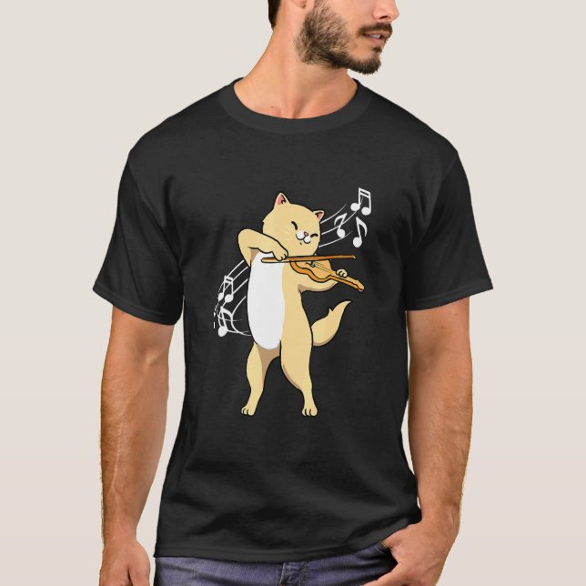 Camiseta Gato Tocando Violino violinista (Frente)