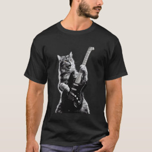 Camiseta Gato Tocar Guitarra Rock Star Rock and Roll Fest, 