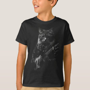 Camiseta Gato Tocar Guitarra Rock Star Rock And Roll Homens