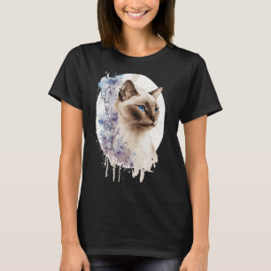 Camiseta Gato Tonquinês Flor de Cerejeira Aquarela Sakura F