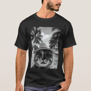 Camiseta Gato Tortoiseshell Engraçado Selfie Gato Férias de