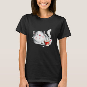 Camiseta Gato trabalho de arte bonitinho de gato dormindo