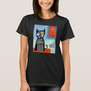 Camiseta gato trabalho de arte de gato preto retrato gatinh