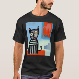 Camiseta gato trabalho de arte de gato preto retrato gatinh