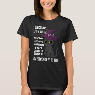 Camiseta Gato Trick ou trata sou forçado a estar aqui em Ha