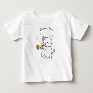 Camiseta Gato Trombeteiro Engraçado – Bebê Músico de Jazz F