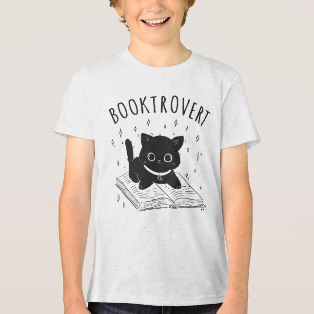 Camiseta Gato-troverte com livro e estrelas (Frente)