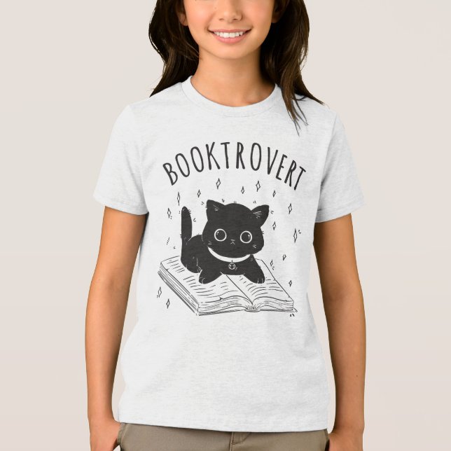 Camiseta Gato-troverte com livro e estrelas (Frente)