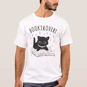 Camiseta Gato-troverte com livro e estrelas