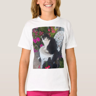 Camiseta Gato Tuxedo Bonito Lindas Flores Gatas Meninas