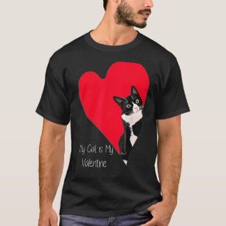 Camiseta Gato Tuxedo Coração de São Valentim para Gatinho e