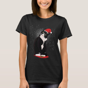 Camiseta Gato Tuxedo Natal Papai Noel Neve Inverno Fantasia