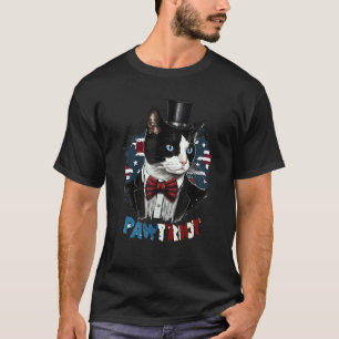 Camiseta Gato Tuxedo Pawtriot EUA 4 de Julho Homens Mulhere