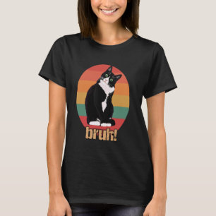 Camiseta Gato Tuxedo Retro Círculo Dizer Mães Pai