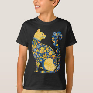 Camiseta Gato Ucraniano Fofo Floral Vintage Bandeira Da Ucr