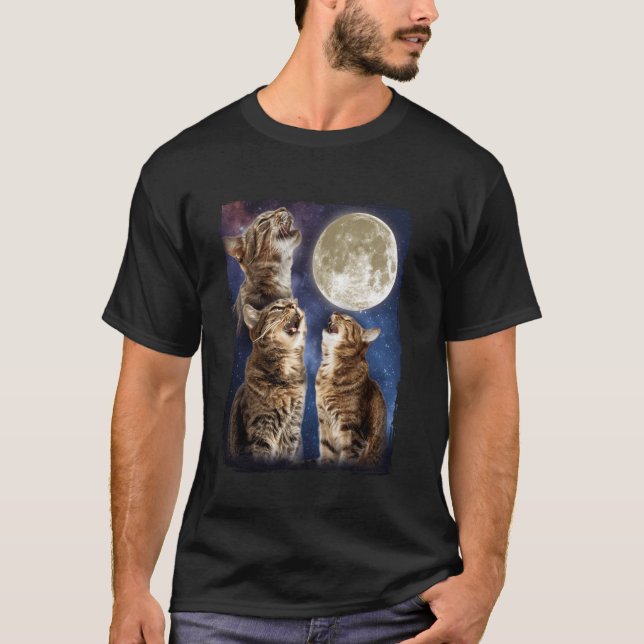Camiseta Gato Uivando Para Lua (Frente)
