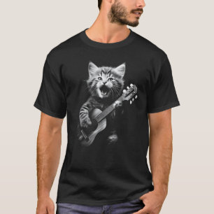 Camiseta Gato Ukulele - Gato Fofo Tocando Violão de 6 Corda