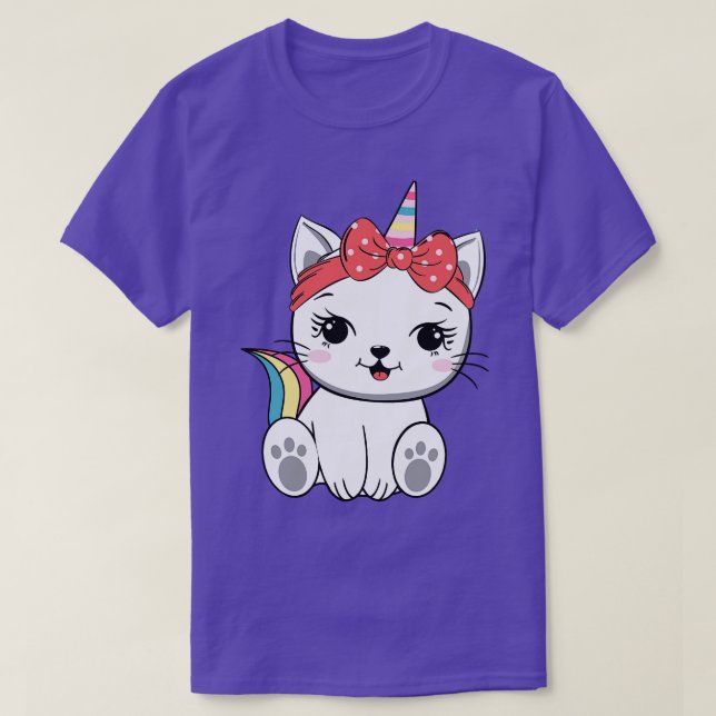 Camiseta Gato unicórnio bonito (Frente do Design)