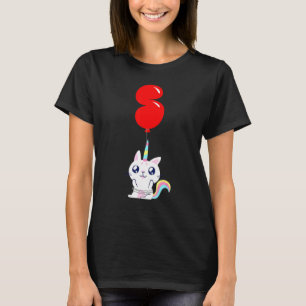 Camiseta Gato Unicórnio Fofo 5º Aniversário Par de Balõ
