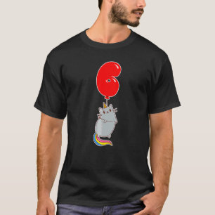 Camiseta Gato Unicórnio Fofo Aniversário de 6 anos Festa de