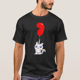 Camiseta Gato Unicórnio Fofo Aniversário de 7 anos Festa de