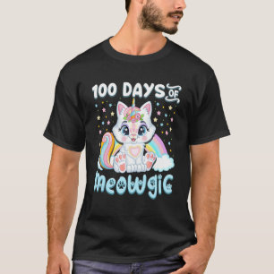 Camiseta Gato Unicórnio Meowgic 100 Dias de Escola 100º Dia