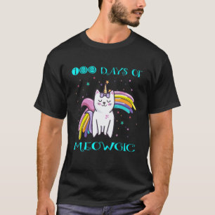 Camiseta Gato Unicórnio Meowgic de 100 Dias de Escola para 