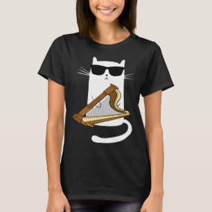 Camiseta Gato Usando Óculos de Sol Tocando Harpa