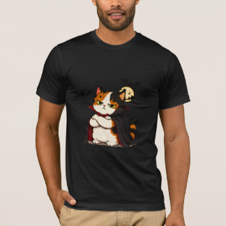 Camiseta Gato Vampiro Mal-Humorado de Halloween 