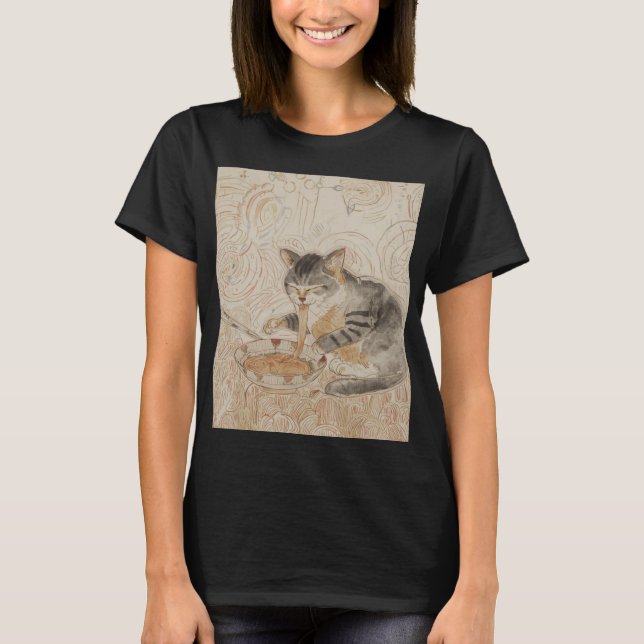 Camiseta Gato Velho Comendo Ramen (Frente)