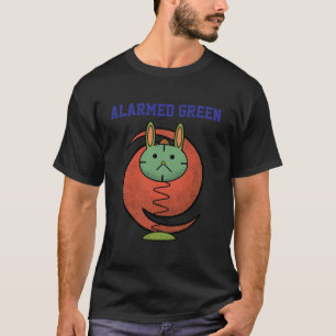 Camiseta Gato Verde Alarmado Laranja Engraçado