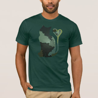 Camiseta Gato verde do gatinho de Camo dos retalhos