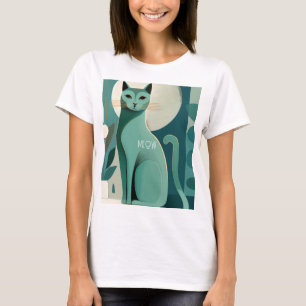 Camiseta Gato Verde Retroativo "Miau"
