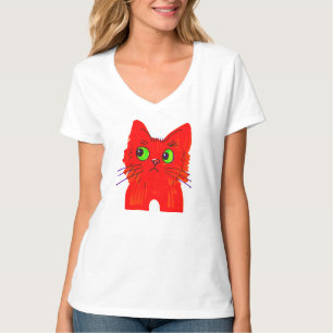 Camiseta Gato Vermelho Brilhante - Maravilha de Olhos Amplo