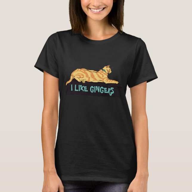 Camiseta Gato Vermelho Striped Eu GOSTO DE GINGERS (Frente)