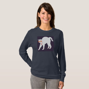 Camiseta GATO VESTIDO! Mulheres Longa Folga