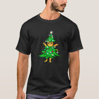 Camiseta Gato Vestindo Árvore de Natal Gato Mãe do Gato Fel