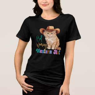 Camiseta Gato Vestindo Chapéu Ocidental- 85246